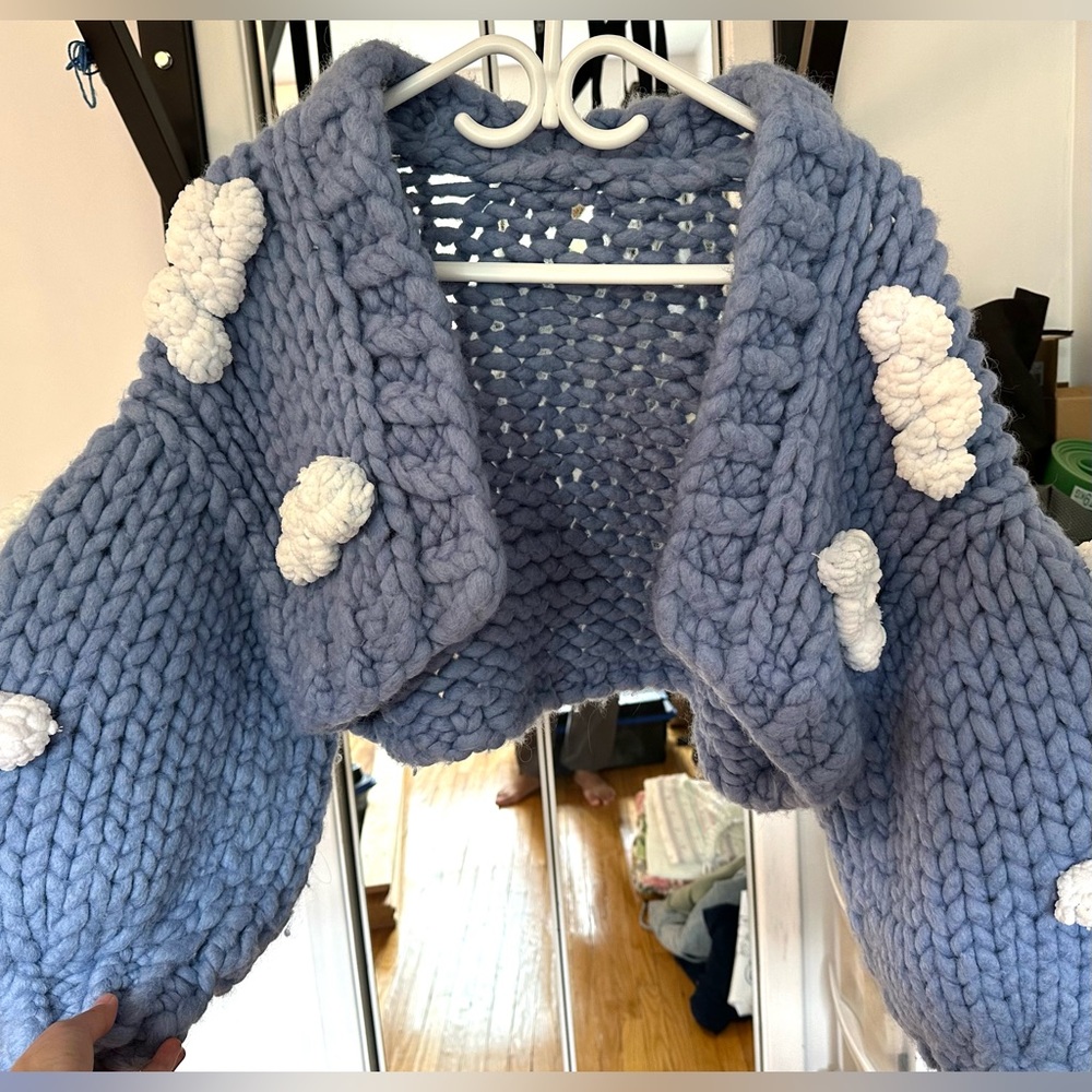 Heyays Chunky Knit Blue Cloud Cardigan
